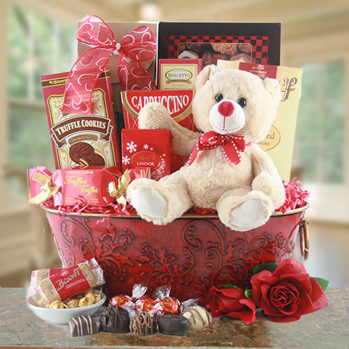 Valentines Day Teddy Bear Basket