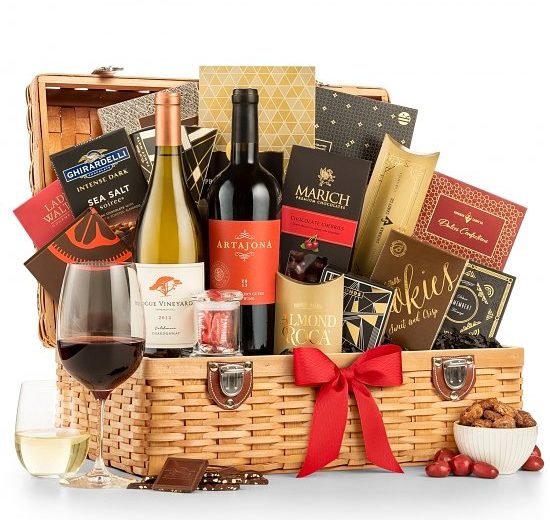 Wine and Gourmet Christmas Gift Basket