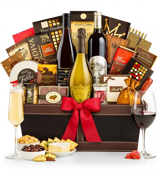 Dom-Perignon-Champagne-and-Wine-Gift-Basket