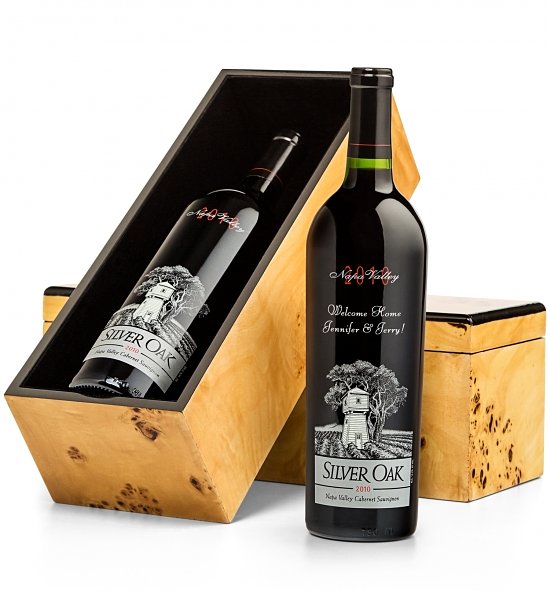 Silver Oak Cabernet with Burlwood Gift Box