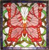 Beautiful Butterfly Tiffany-Style Designer Stained Glass Square Panel Gift Basket