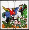 Jungle Parrots Tiffany-Style Designer Stained Glass Square Panel Gift Basket