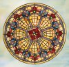 Baroque Designer Tiffany-Style Stained Glass Round Panel Gift Basket