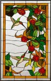 Happy Hummingbirds & Flowers Tiffany-Style Designer Stained Glass Panel Gift Basket