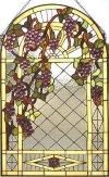 Tuscan Grapes Vines Tiffany-Style Designer Stained Glass Panel Gift Basket