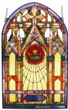 Church Cathedral Window Tiffany-Style Designer Stained Glass Panel Gift Basket