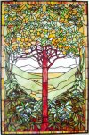 Organic Orchard Tree Spiritual Tree of Life Window Tiffany-Style Designer Stained Glass Panel Gift Basket