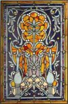 Victorian Deep Blue & Gold Window Tiffany-Style Designer Stained Glass Panel Gift Basket