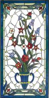 Floral Bouquet Designer Tiffany-Style Stained Glass Rectangular Panel Gift Basket