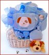 A Newborn Classic Gift Basket For Him - Baby Boys Puppy Dog Blue Gift Basket