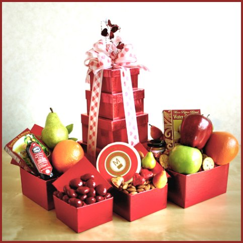Tower Of Love Valentine's Day Gift Basket / Gift Tower Gift Basket
