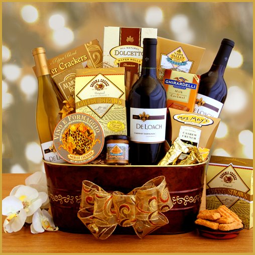 3 Wine Gourmet Holiday Feast Gift Basket