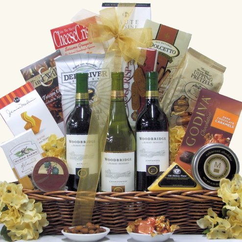 3 Wine Gourmet Gift Basket - Woodbridge Featured Collection
