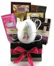 Tea & Silver Gourmet Tea Cup & Tea Gift Basket Gift Basket