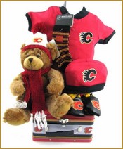 Calgary Flames Hockey Team Themed Baby Gift Basket Gift Basket