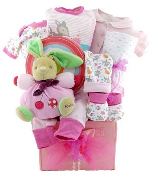 Baby Bunny Kaloo Baby Gift Basket - PERSONALIZATION Option - Free Ship Canada Gift Basket