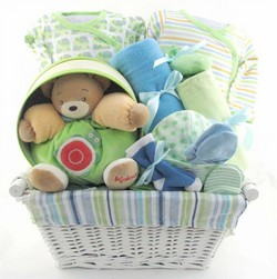 All Naturals Deluxe Kaloo Baby Gift Basket - PERSONALIZATION Option - Free Ship Canada Gift Basket