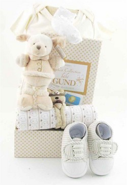 Beary Natural Neutral Baby Gift Basket - Personalization Option Gift Basket