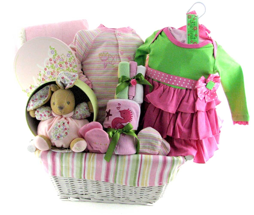 Baby Springtime Sprout Baby Girls Gift Basket - Personalization Option - FREE SHIP CANADA