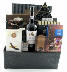 Corporate Thanks Wine & Chocolate Gift Basket - Red Porto Gift Basket