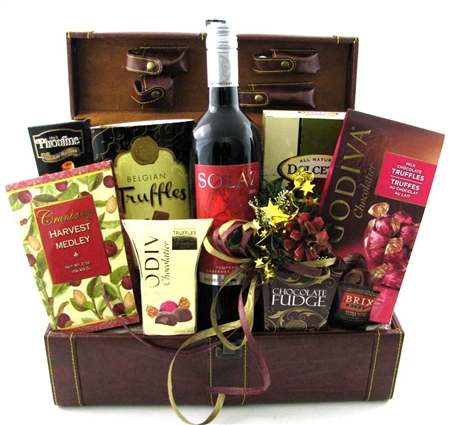 Magnificent Mahogany Wine & Gourmet Gift Basket - FREE SHIPPING Gift Basket