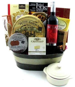 Brilliant Brie & Merlot Wine & Gourmet Foods Gift Basket Gift Basket