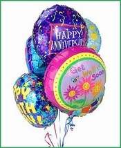 Anniversary Balloons Bouquet - 1/2 Dozen Balloons Gift Basket