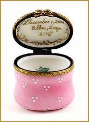 Limoges French Porcelain & 24 Carat Gold Keepsake Trinket Box - Girls Pink Gift Basket