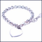 My First Sterling Silver Tiffany-Style Heart Link Bracelet Gift Basket